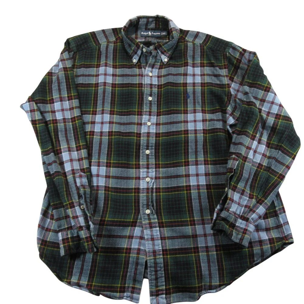 Polo Ralph Lauren‎ Mens Button Down Flannel Shirt XL Classic Fit Multicolored